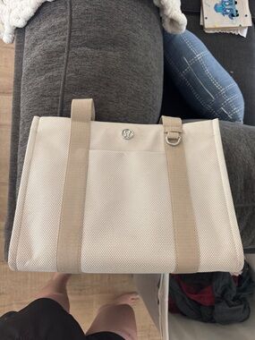 lululemon athletica Beige Canvas Duffel Tote